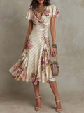 Gabriel Moreno - Alba | Vestido Midi Wrap Floral Elegante con Fruncidos