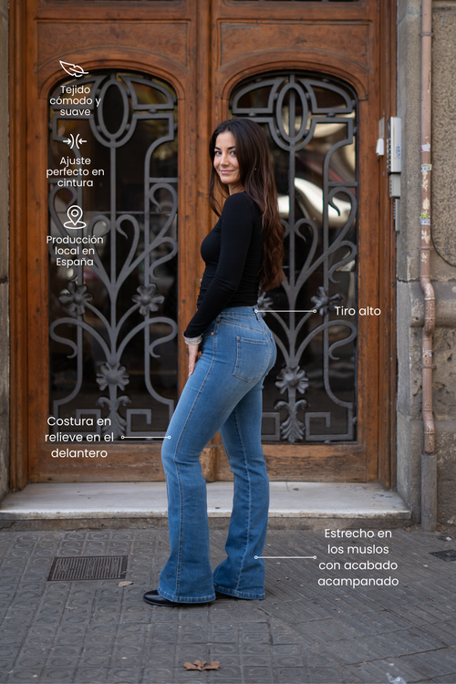 70'S FLARE HIGH RISE - BLUE