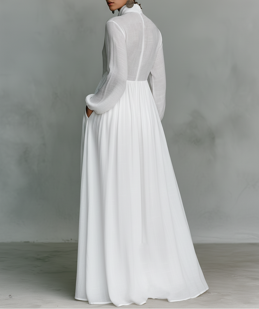 Serena | Vestido Maxi Fluido con Botonadura Frontal
