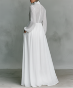 Serena | Vestido Maxi Fluido con Botonadura Frontal