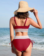 Emoswims - High Waisted Tummy Control Color Block Bikini Sets