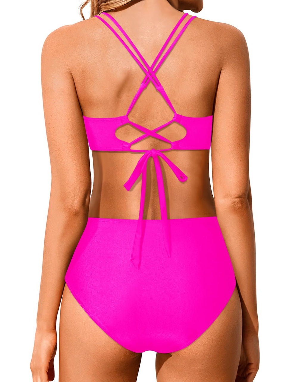 Emoswims - Women High Waisted Bikini Set Two Piece Swimsuits Push up Wrap Swim Suits Top Tummy Control Bathing Suit