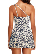 Emoswims - Women One Piece Swim Dress One Shoulder Swimsuit with Skirt