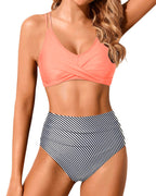 Emoswims - Women High Waisted Bikini Set Two Piece Swimsuits Push up Wrap Swim Suits Top Tummy Control Bathing Suit