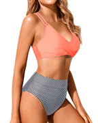 Emoswims - Women High Waisted Bikini Set Two Piece Swimsuits Push up Wrap Swim Suits Top Tummy Control Bathing Suit