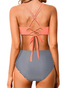 Emoswims - Women High Waisted Bikini Set Two Piece Swimsuits Push up Wrap Swim Suits Top Tummy Control Bathing Suit