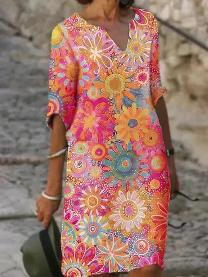 Nira | Vestido Midi Floral Vibrante