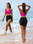 Emoswims - Womens Swim Skirt High Waisted Bikini Sets Tummy Control Swimsuits Mesh Sarong Wraps Bathing Suits