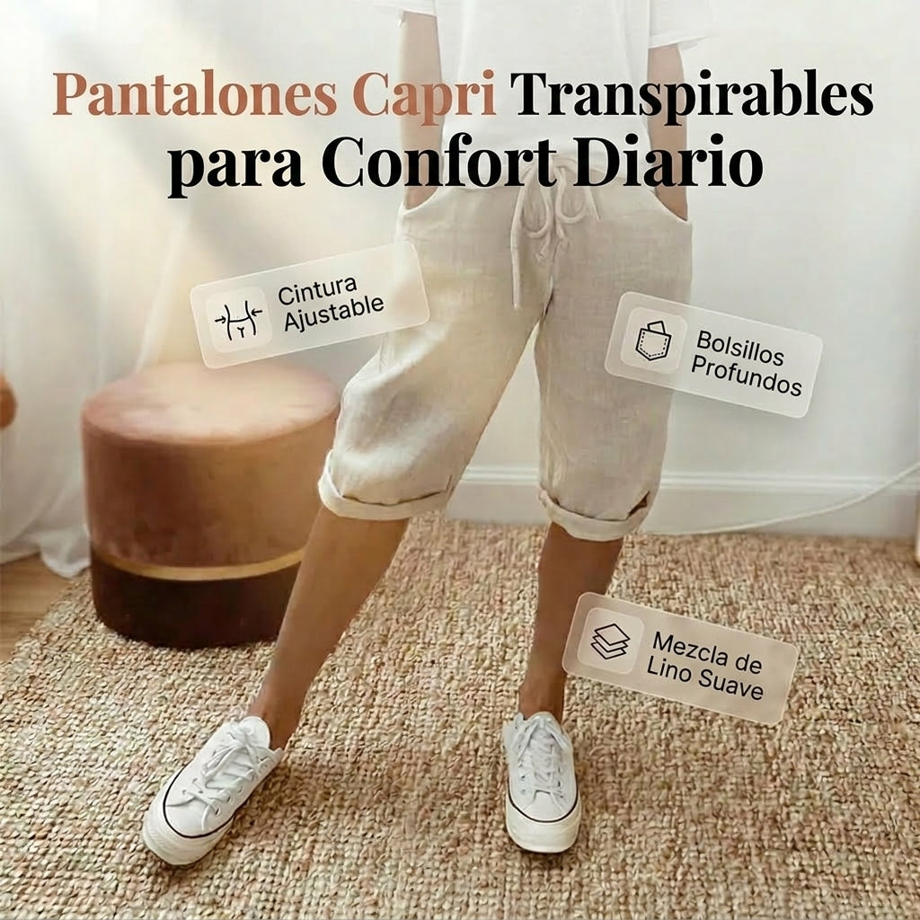 Gabriel Moreno® | Pantalones cortos de algodón y lino para mujer: 1+1 gratis