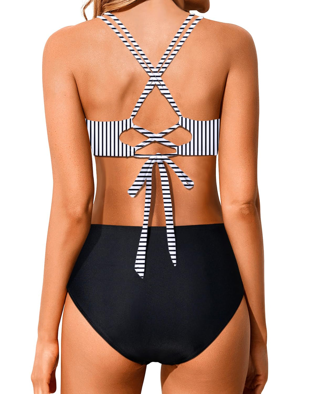 Emoswims - Women High Waisted Bikini Set Two Piece Swimsuits Push up Wrap Swim Suits Top Tummy Control Bathing Suit