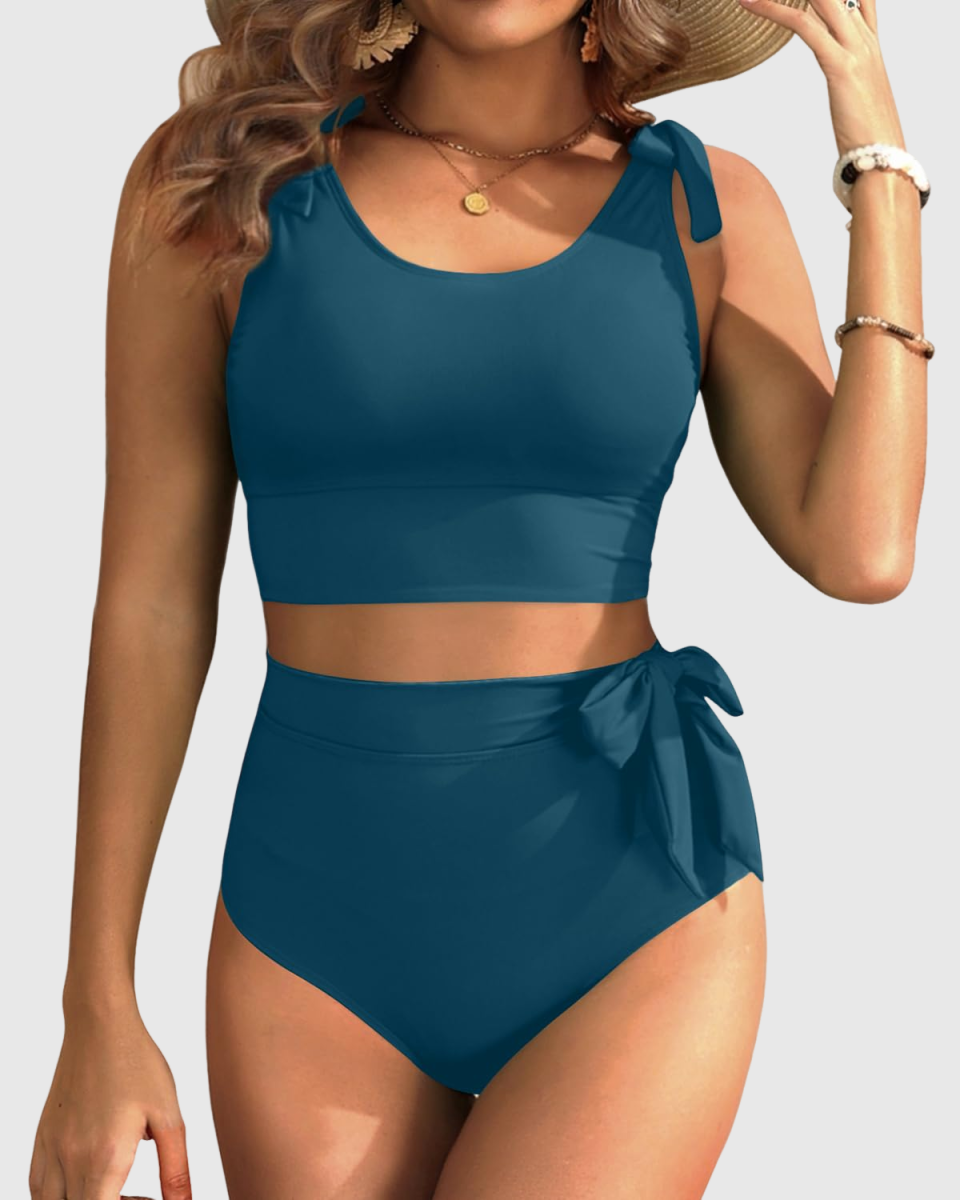 Emoswims - Two Piece High Waisted Swimsuits Women Tummy Control Bikini Modest Bathing Suit