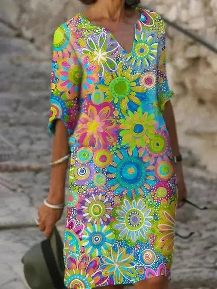 Leila | Vestido midi con estampado floral llamativo