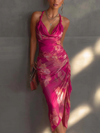Gabriel Moreno - Vestido Bodycon Sin Mangas con Estampado Floral Fucsia