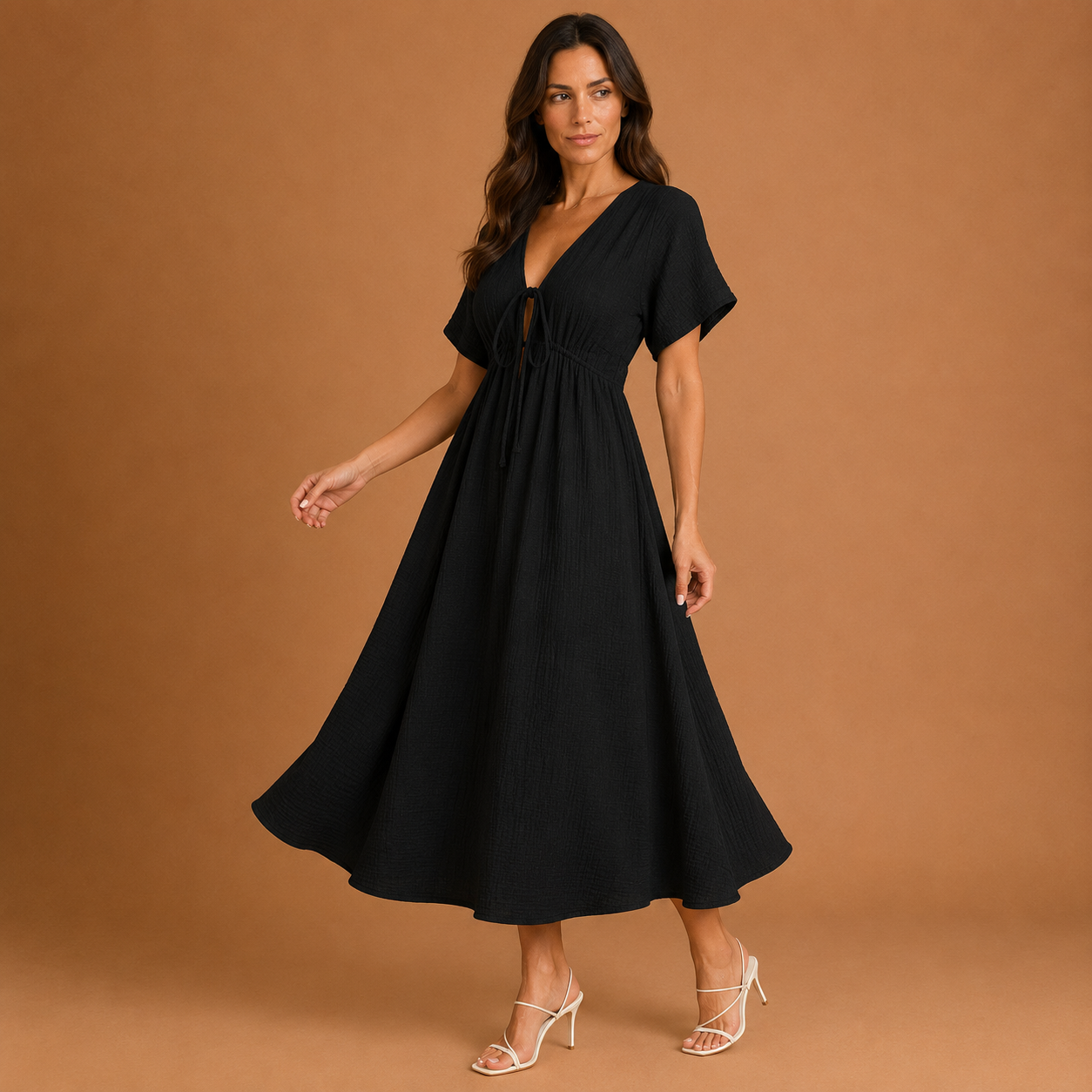 VIVIAN | Vestido maxi de corte relajado con escote en V, diseñado para que te sientas elegante y cómoda
