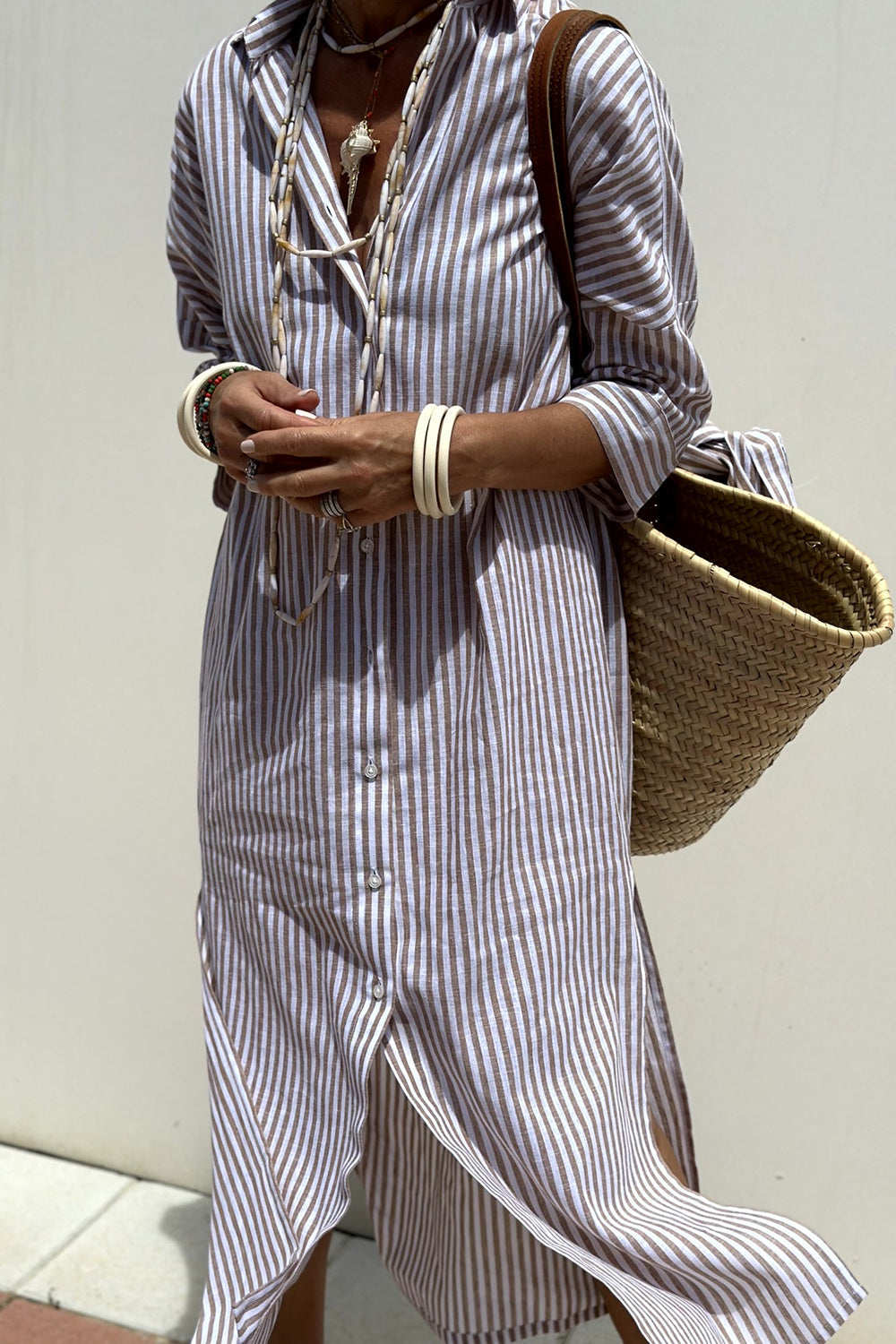Sophia | Vestido Camisero de Rayas con Comodidad Elegante