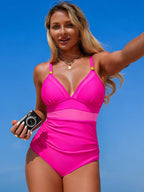 Emoswim - Women's One Piece Modest Swim Suits Tummy Control Wrap Bathing Suit Push Up Swimwear