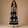CARMEN | Vestido maxi de estilo barroco con escote en V