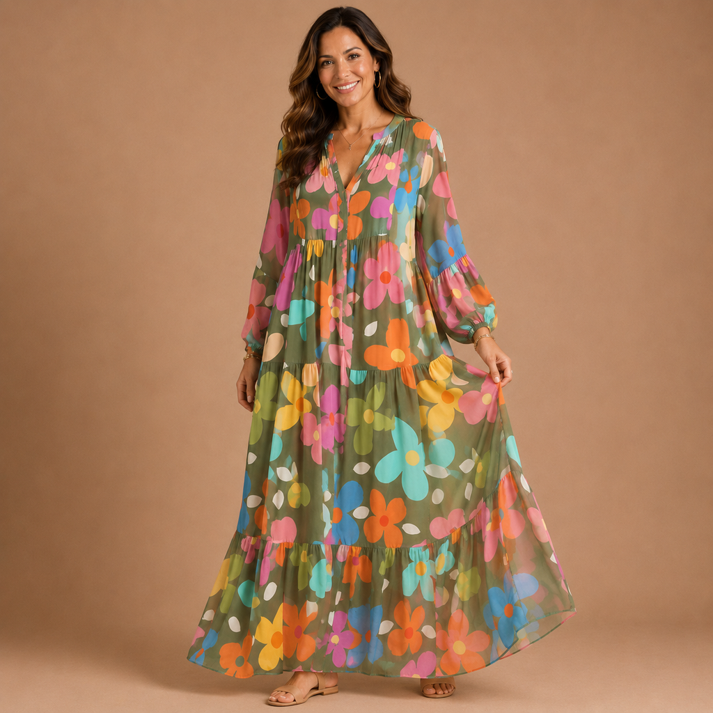 CORINNE | Vestido maxi con estampado floral