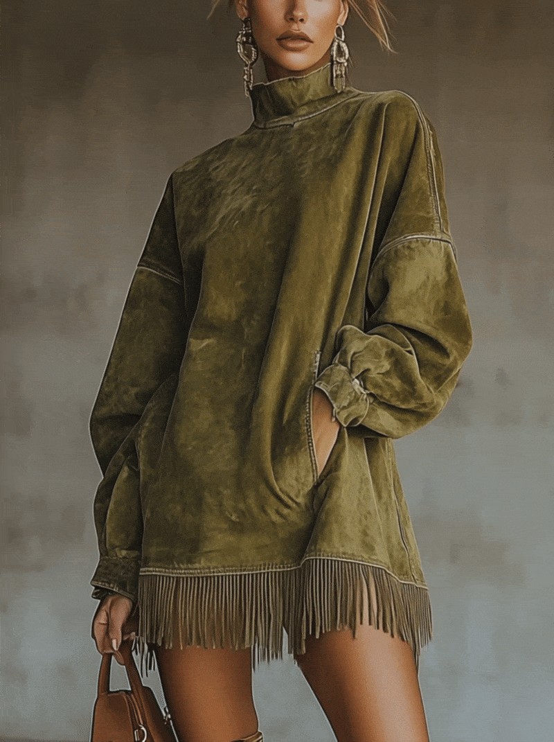 Olive - Vestido de cuello alto