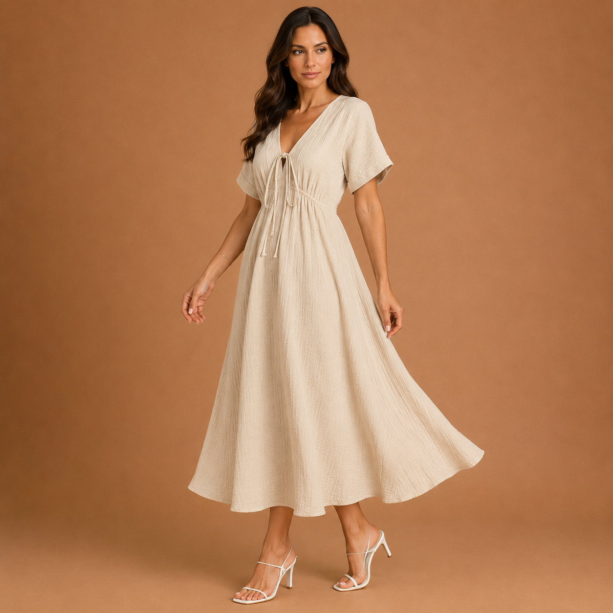 VIVIAN | Vestido maxi de corte relajado con escote en V, diseñado para que te sientas elegante y cómoda