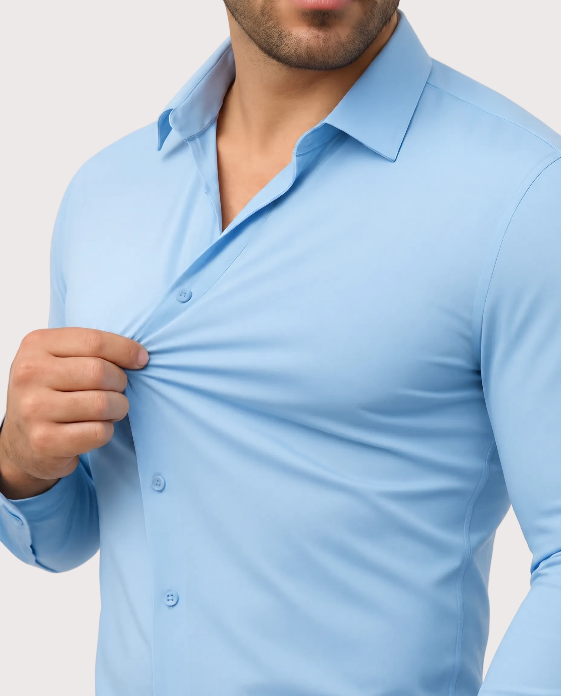 Camisa elástica azul claro