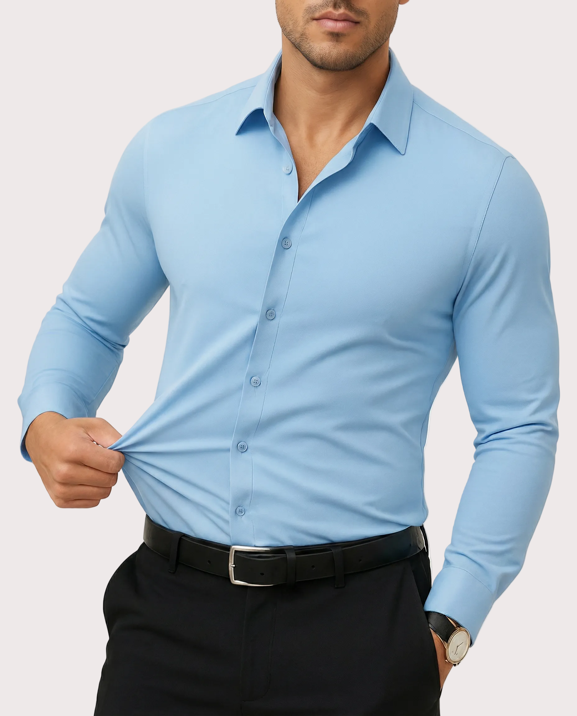 Camisa elástica azul claro