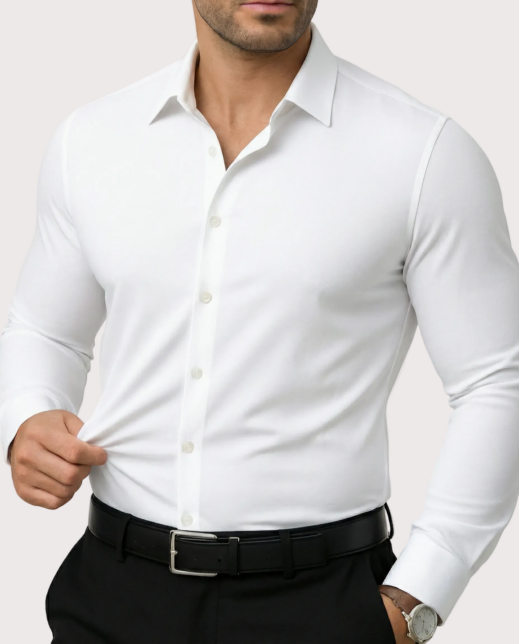 Camisa elástica azul claro