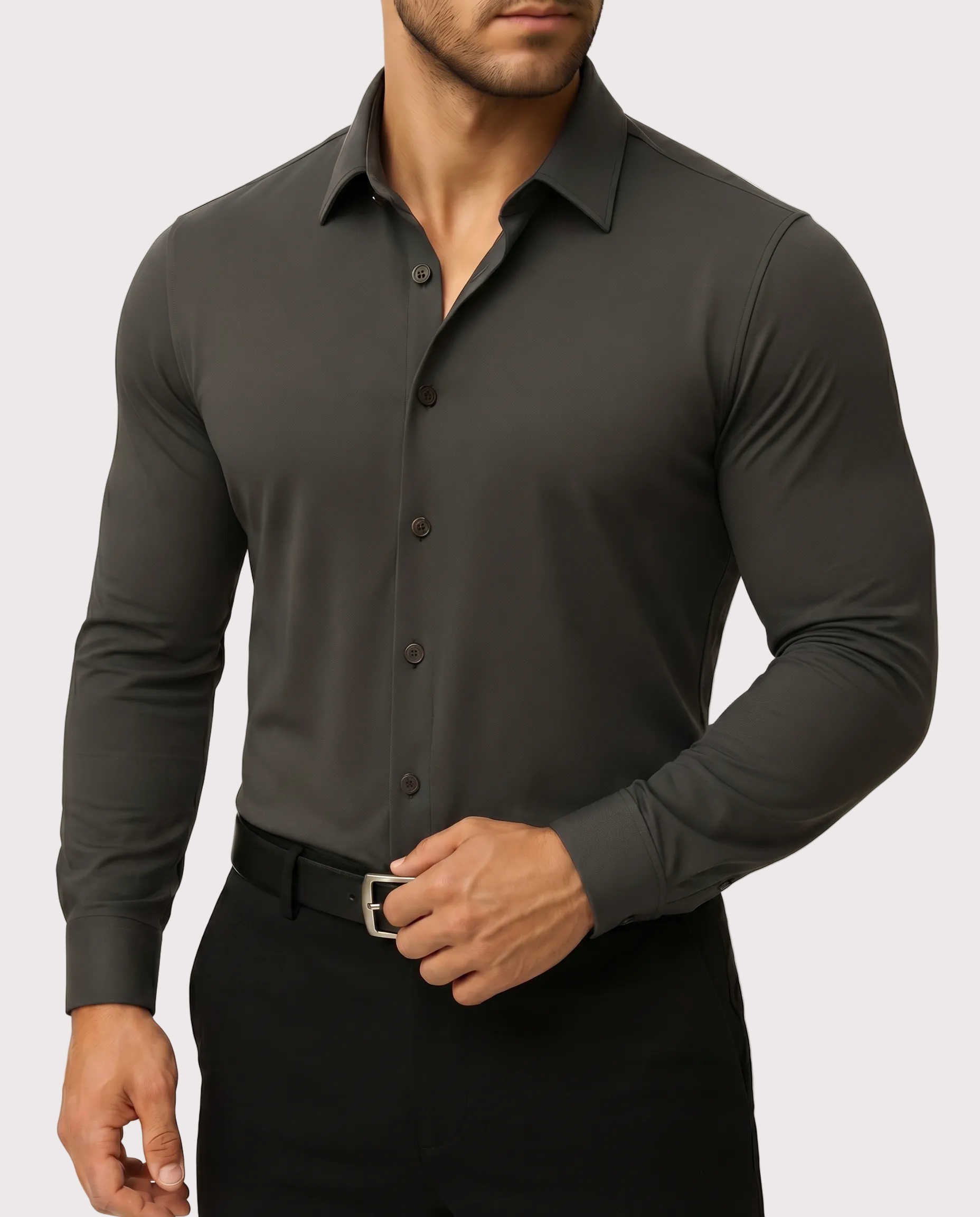 Camisa elástica azul claro