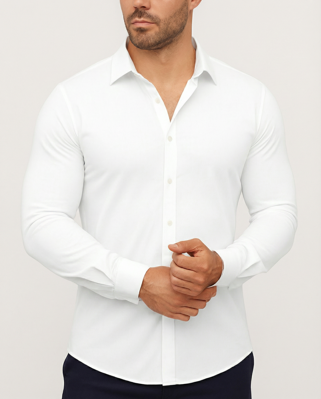 Camisa elástica azul claro