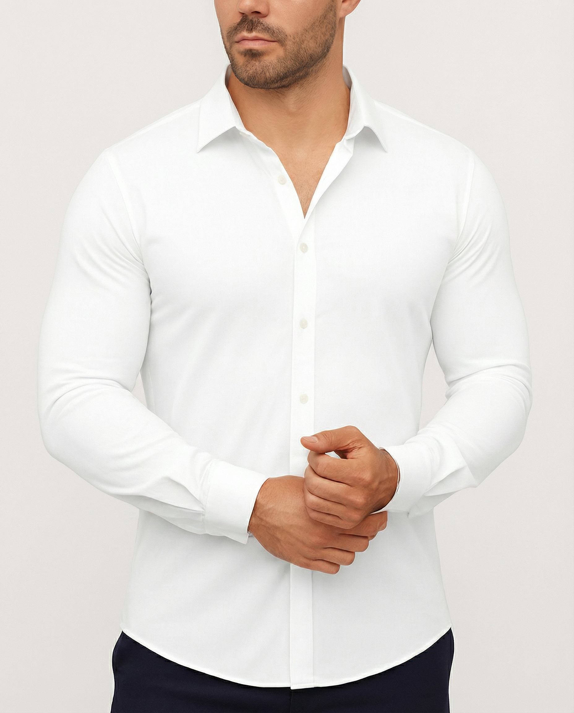 Camisa elástica azul claro