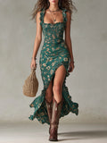 Gabriel Moreno - Zara | Vestido Maxi Floral Bohemio Fruncido con Abertura Lateral