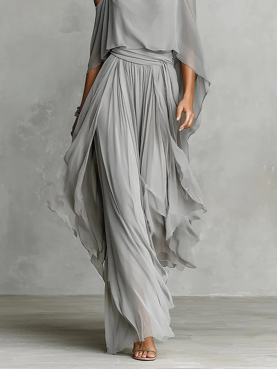 Gabriel Moreno - Isabela | Conjunto Fluido Gris con Top de Tirantes y Pantalón Ligero