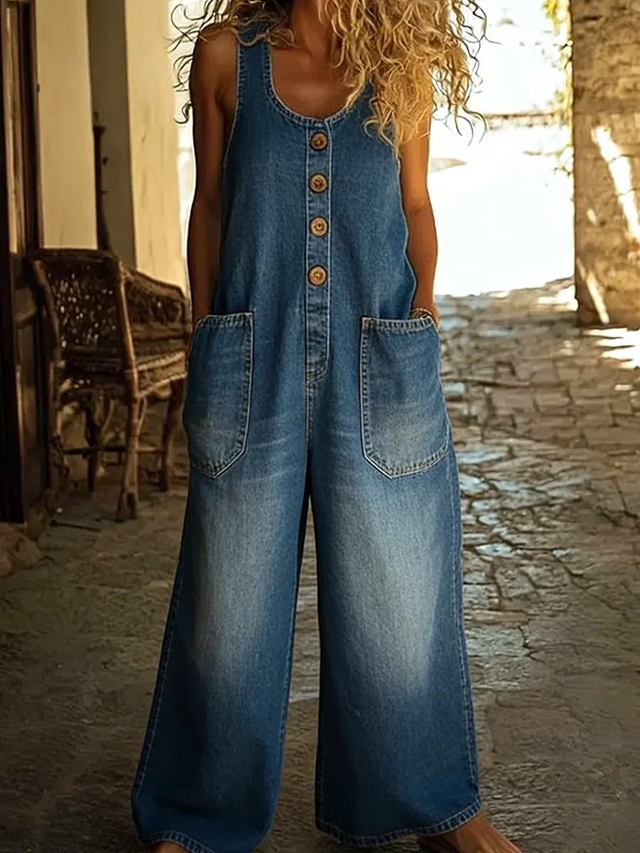Saylor - Peto de denim de algodón con lavado vintage