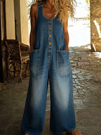 Saylor - Peto de denim de algodón con lavado vintage