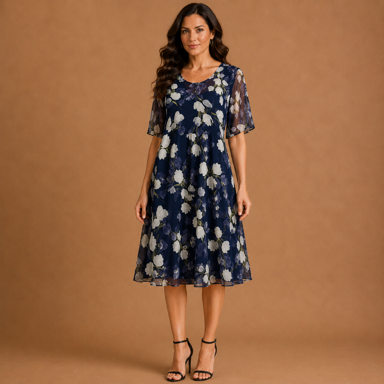 SERAPHINA | Vestido midi de malla con estampado floral