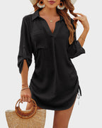 Emoswims - Coverup Drawstring Beach Dress Shirt