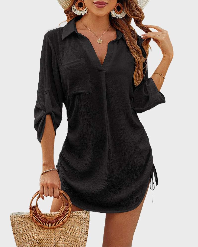 Emoswims - Coverup Drawstring Beach Dress Shirt