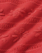 Conjunto de bikini rojo con estampado jacquard, cuello halter y cordón