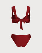 Conjunto de bikini de corte bajo con triángulo rojo