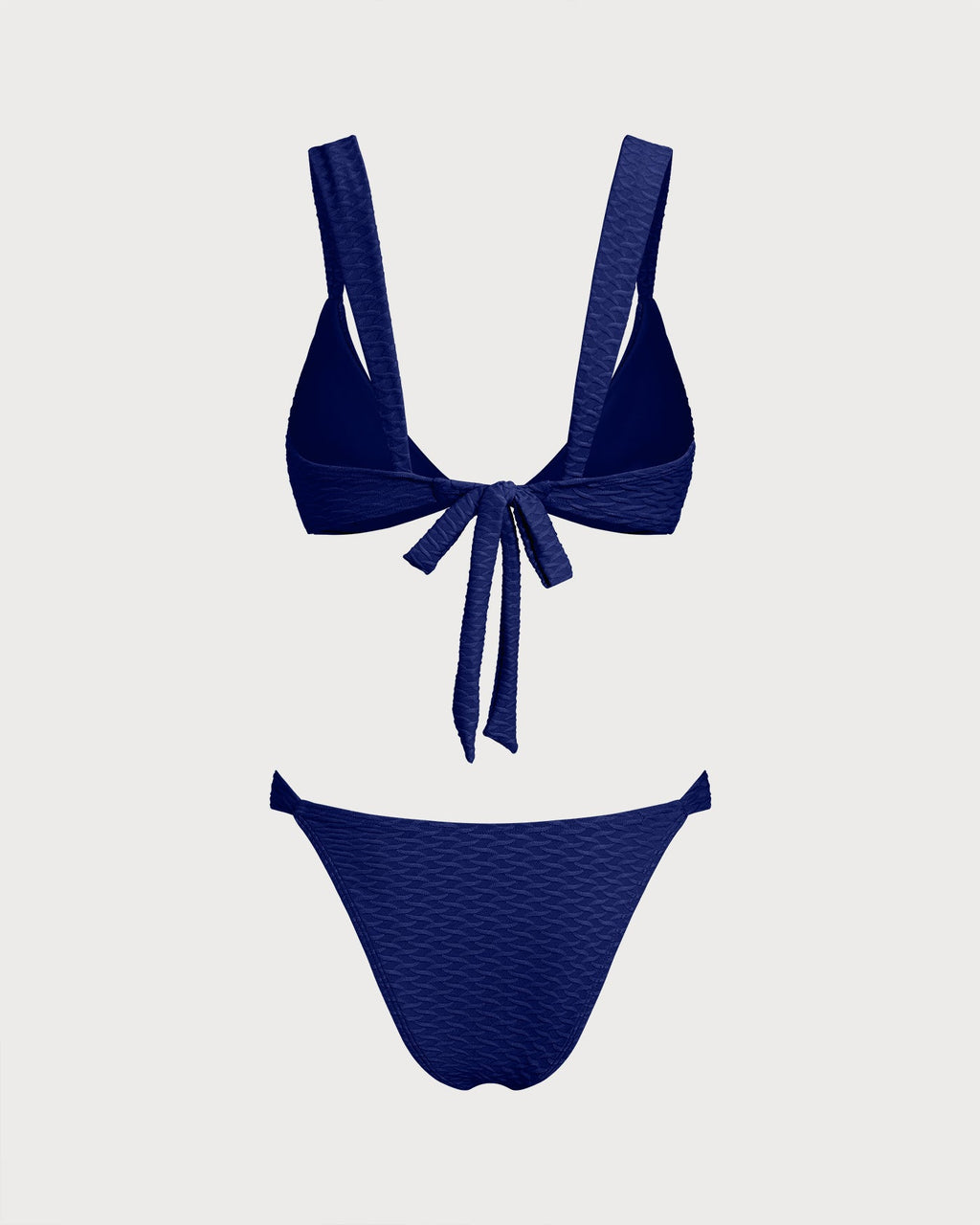 Conjunto de bikini triangular con textura en azul real