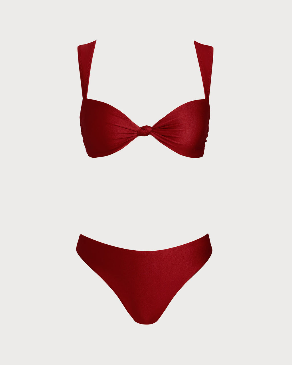 Conjunto de bikini de corte bajo con triángulo rojo
