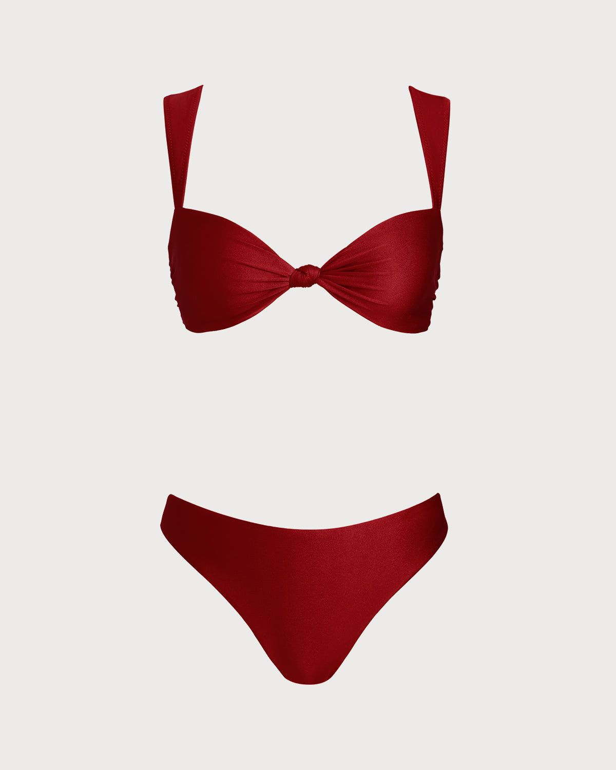 Conjunto de bikini de corte bajo con triángulo rojo